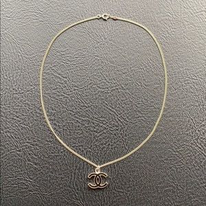 Chanel Black Enamel CC Logo Pendant Necklace